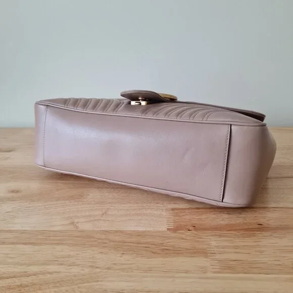 Gucci GG Marmont Large Shoulder Bag Dusty Pink Rose Mauve Matelasse Gold Rare - Picture 7 of 16